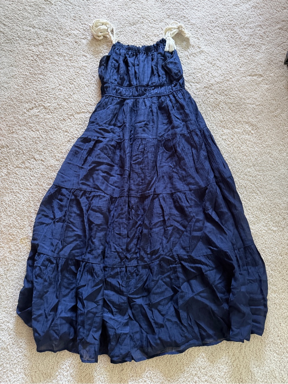 Moon River Navy Maxi Dress with Rope Detail